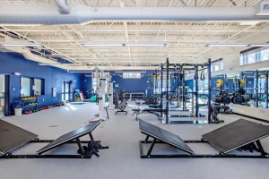 An image showing the new cardio and weight room at the Yarmouth High School