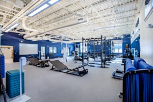 Another view of the cardio and weight room at Yarmouth High School