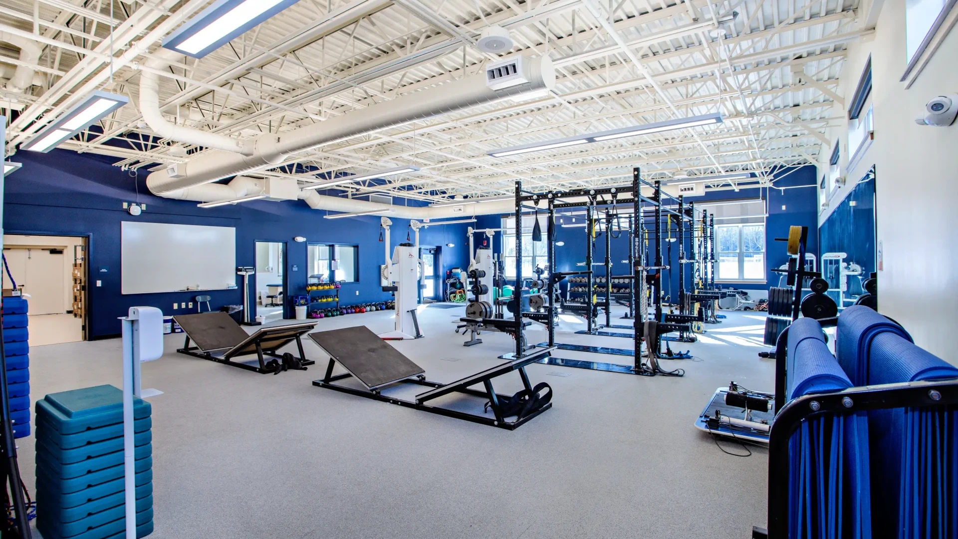 Another view of the cardio and weight room at Yarmouth High School