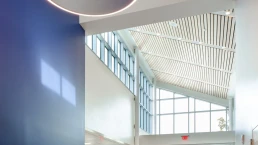 A view of the long front entrance hallway