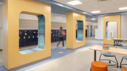Another view of the reading nook and collaboration areas.